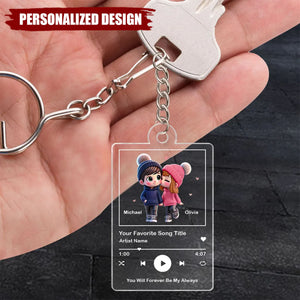 Cute Couple-Personalized Song Keychain-Wedding,Anniversary,Valentine Gifts For Couples