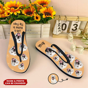 Life Is Better In Flip Flops Custom Photo - Personalized Photo Flip Flops