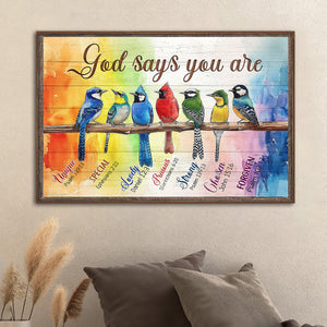 God Says You Are - Bird Art with Bible Verses Poster