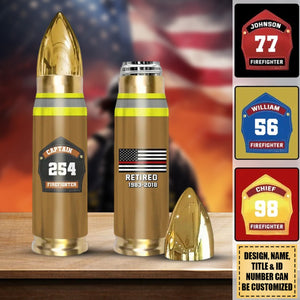 Firefighter Badge Flag Time & ID Bullet-Personalized Tumbler-Gift For Firefighter