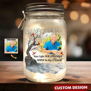 Custom Photo I Am Always With You - Memorial Personalized Mason Jar Light - Sympathy Gift For Family Numbers