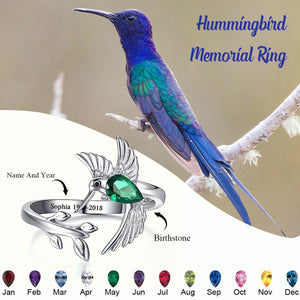 Personalized Cute Hummingbird Birthstone Ring