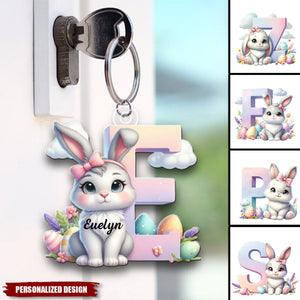 Cute Easter Bunny Gradient-Personalized  Keychain-Gift for Kids