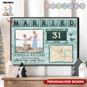 Map Print Engagement-Personalized Photo Poster-Gift For Newly Engaged