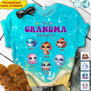 This Grandma Blong To - Grandkids And Name, Love Ocean, Gift For Mom - Personalized 3D T-shirt