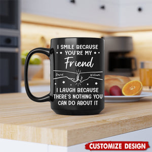 I Smile Because You're My Brother - Family Personalized Black Mug - Gift For Family Members