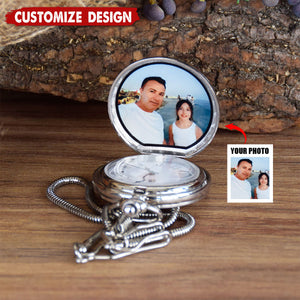 Personalized Pocket Watch With Picture - Anniversary Gift For Husband