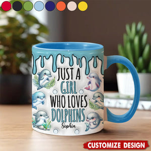 Just A Girl Who Loves Dolphins - Personalized Dolphin Accent Mug