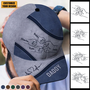 Outline Fist Bump Dad Grandpa Personalized Classic Cap