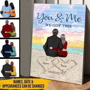 Back View Couple Sitting Beach Landscape You & Me We Got This - Personalized Couple Poster