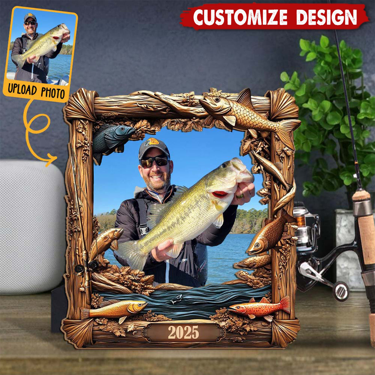 Fishing Memories - Personalized Fishing Cut Shape Photo Frame