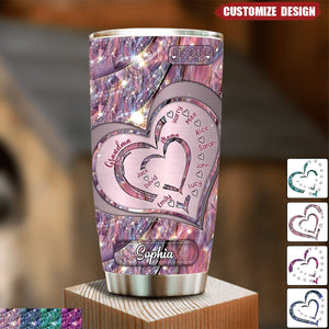 Sparking Grandma Mom Heart With Kid Name Personalized Tumbler