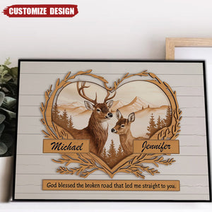 Personalized Deer Love Mountains Poster