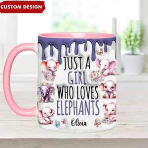 Just A Girl Who Loves Elephants - Personalized Accent Mug