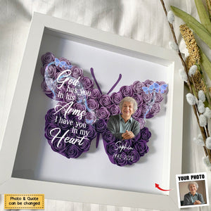 Personalized Butterfly Memorial Flower Shadow Box, Sympathy Gifts For Loss Of Family