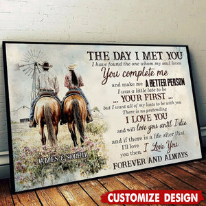 The Day I Met You-Personalized Cowboy Cowgirl Couple Poster-Gift For Rodeo-Loving Couple