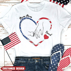 4th Of July Grandma Mom Hand Heart Personalized Shirt