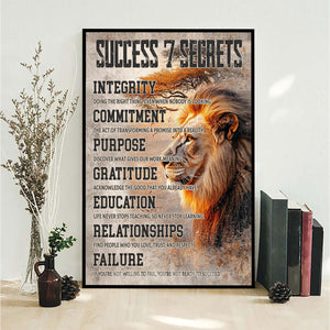 Success 7 Secrets - Motivational Lion Poster