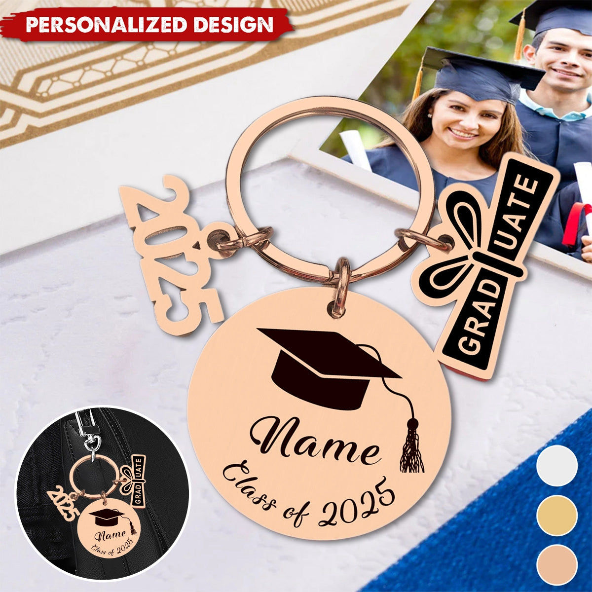 Personalized Class of 2025 Keychain Gift-College High School Graduation Gifts