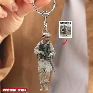 Personalized Upload Photo Keychain - Gift For Military