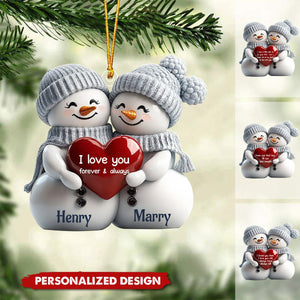 2024 New Release Couple Snowman Christmas - Personalized Acrylic Ornament