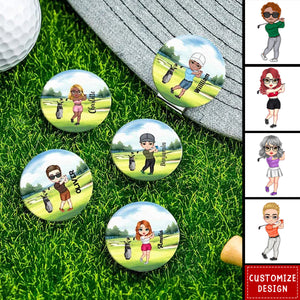 Personalized Cartoon Character Golf Ball Marker Magnetic Hat Clip with Name Gift for Golf Player