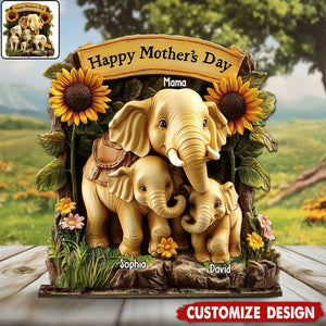 Personalized Elephant Mother 1 Layered Big Freestanding - Happy Mother's Day Gift