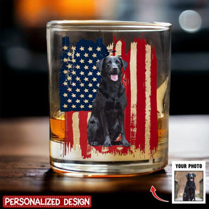 Personalized America Dog Flag Whiskey Glass