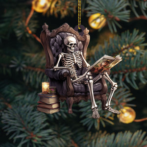 One More Chapter Skeleton Reading Book Acrylic Ornament - 2024 New Release