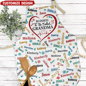 Blessed To Be Called Grandma Colorful Personalized Apron With Packet