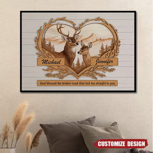 Personalized Deer Love Mountains Poster