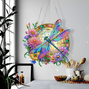 5D Diamond Painting Stained Dragonfly Panel Decorative Home Garden Decoration Hanging Kit