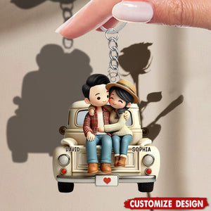 Personalized Couple On Truck Keychain-Gift For Couple