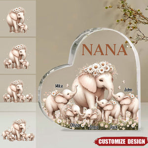 Mama Elephant With Little Kids Personalized Acrylic Plaque Mother's Day Gift