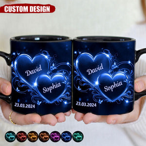 Double Heart Personalized Couple Mug, Anniversary Gift for Couple