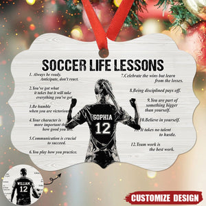 Personalized Soccer Life Lessons Wooden Ornament - Gift For Soccer Lovers