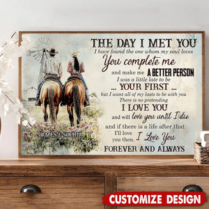 The Day I Met You-Personalized Cowboy Cowgirl Couple Poster-Gift For Rodeo-Loving Couple