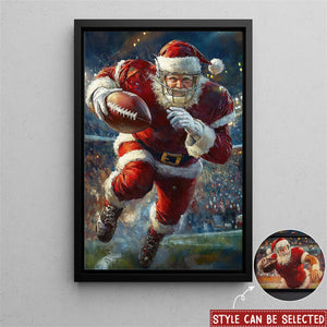 Funny Christmas Santa On The Field American Football Poster - Gift For American Football Lovers