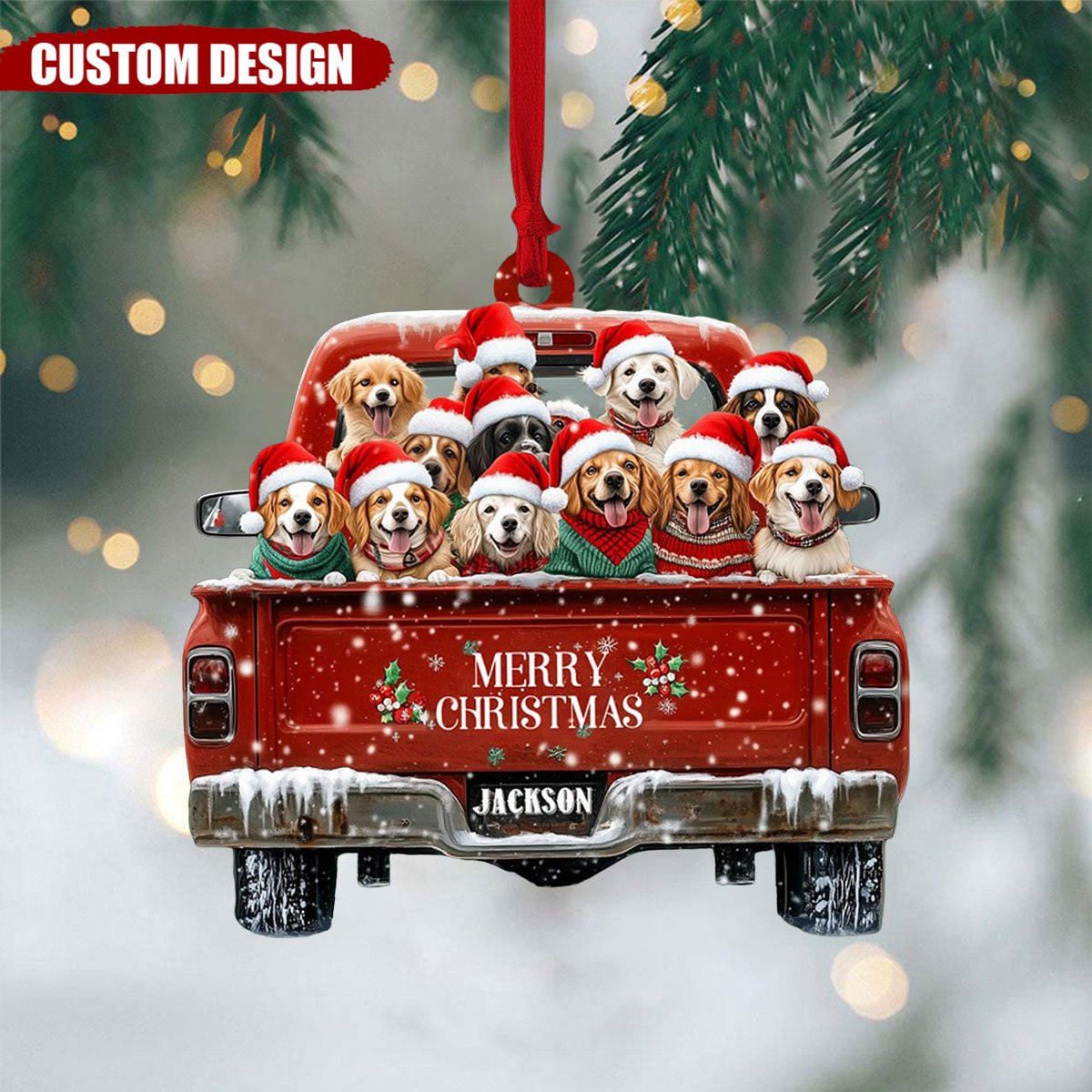 Personalized Dog Truck Christmas Ornaments - Gift For Dog Lover - 2024 New Release