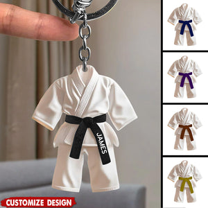 Personalized Black Belt Keychain -  Karate,Jiu-Jitsu Gift