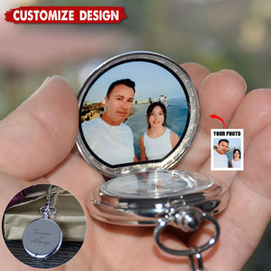 Personalized Pocket Watch With Picture - Anniversary Gift For Husband