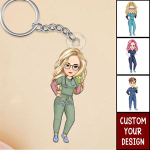 Nurse Cartoon Vector - Gift For Nurse - Personalized Acrylic Keychain