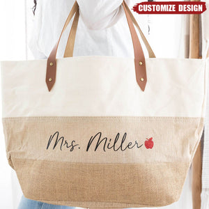 Personalized Woman Canvas Tote Bag -  Gift For Mom,Grandma