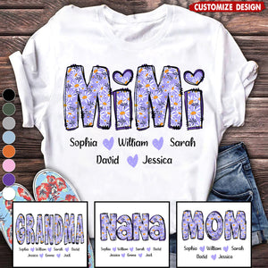 Custom Gigi Purple Daisy With Grandkids Mother's Day TH T-Shirt