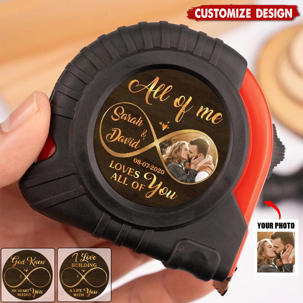 All Of Me Loves All Of You - Personalized Photo Tape Measure - Gift For Couple