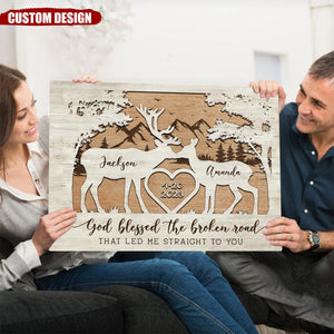 Personalized Deer Couple Poster, Anniversary Gift for Couple