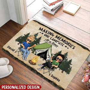 Camping Partners For Life Doll Couple Sitting-Personalized RV Doormat-Gift For Camping Lovers