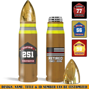 Firefighter Badge Flag Time & ID Bullet-Personalized Tumbler-Gift For Firefighter