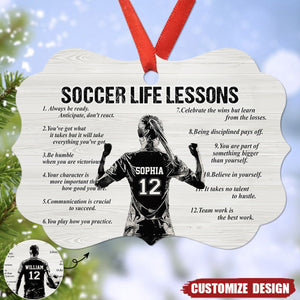 Personalized Soccer Life Lessons Wooden Ornament - Gift For Soccer Lovers