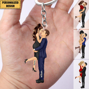 New Release - Couple Kiss Personalized Keychain, Anniversary Gift For Wife,Husband